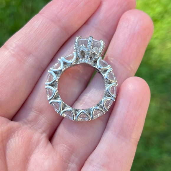 Italo Sterling Silver White Sapphire Eternity Ring - Picture 9 of 16